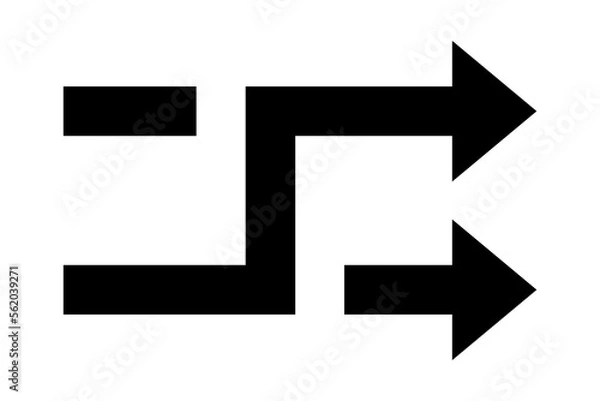 Obraz Black arrows with intersection icon. Shuffle icon. Random symbol. Vector isolated on white background. EPS 10