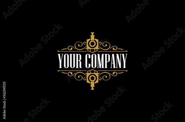 Obraz Retro train vintage vector logo