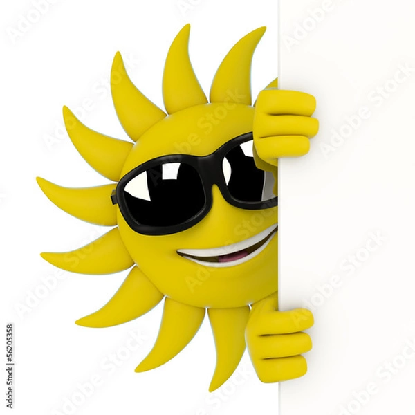 Obraz 3d sun hiding behind a corner