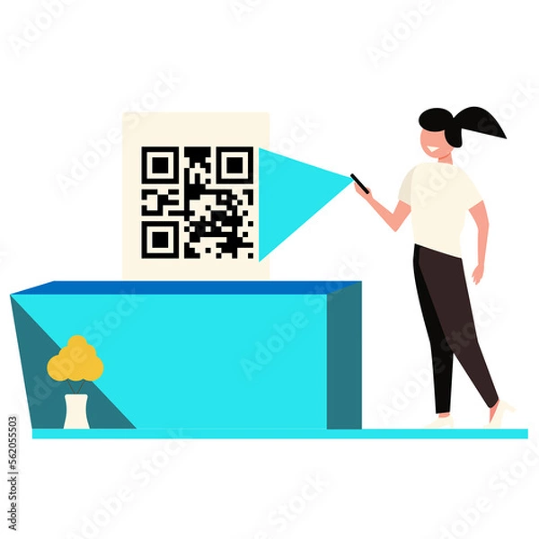 Fototapeta person scan QR code