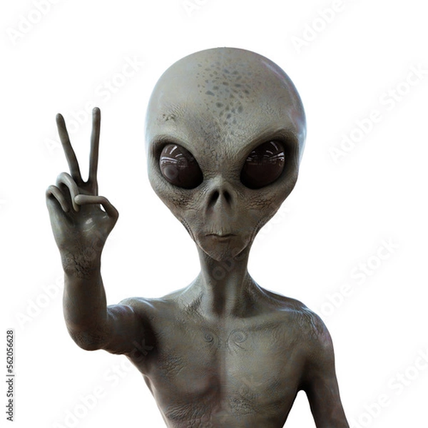 Obraz alien showing peace sign, 3d render