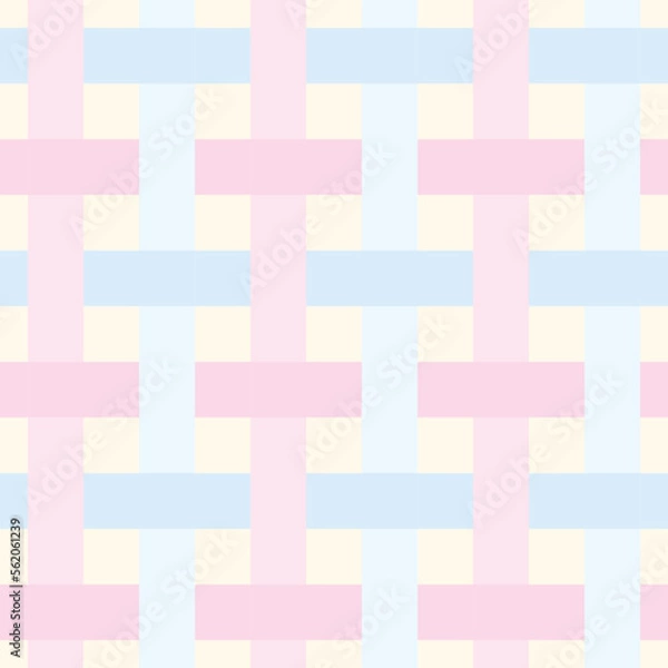 Obraz Cute weave style seamless pattern in lovely pastel colors. There are yellow, pink and light blue.