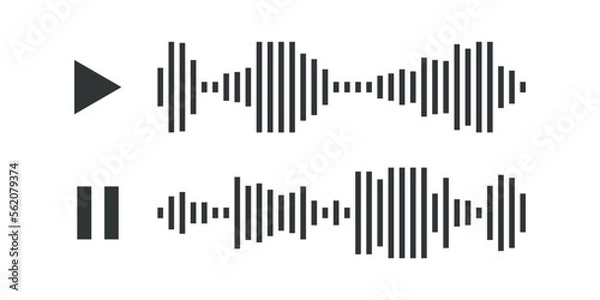 Fototapeta Voice audio message vector. Smartphone app sound recording interface design. Flat soundwave set, waveform speech collection illustration.
