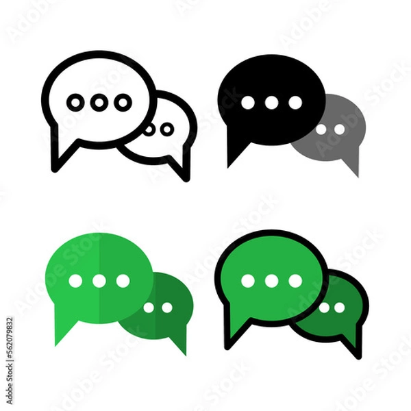 Fototapeta message icon set, chat simple flat line, and solid
