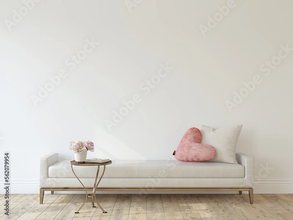 Fototapeta Interior mockup. Valentine's decorating. 3d render.