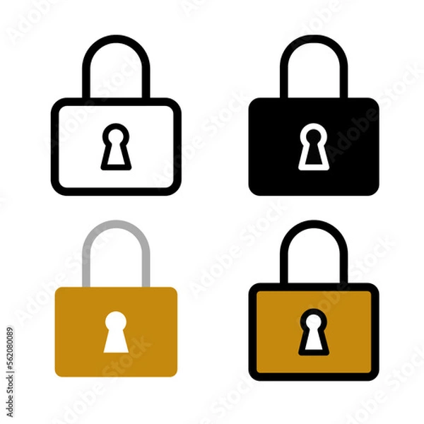 Fototapeta padlock icon set simple flat and solid line