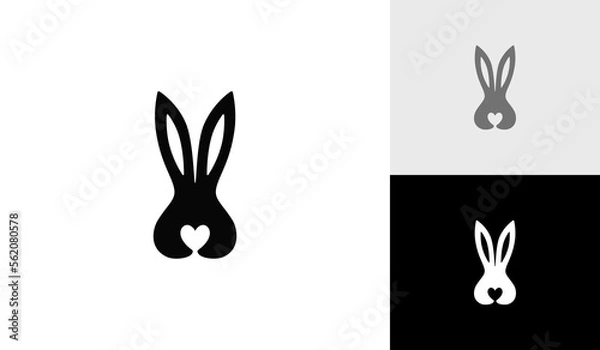 Fototapeta Rabbit head with love symbol logo design vector