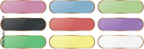 Fototapeta vector illustrations of long green ribbon banner button