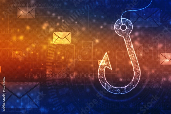 Fototapeta Phishing concept background, Phishing email, Data Breach, Theft, Steal. Data Hacking Background, Data Stealing Hook Concept