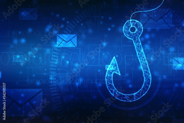Fototapeta Phishing concept background, Phishing email, Data Breach, Theft, Steal. Data Hacking Background, Data Stealing Hook Concept