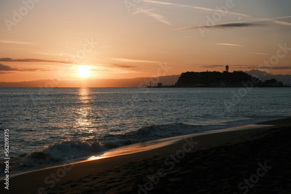 Obraz 日本風景江ノ島夕焼け