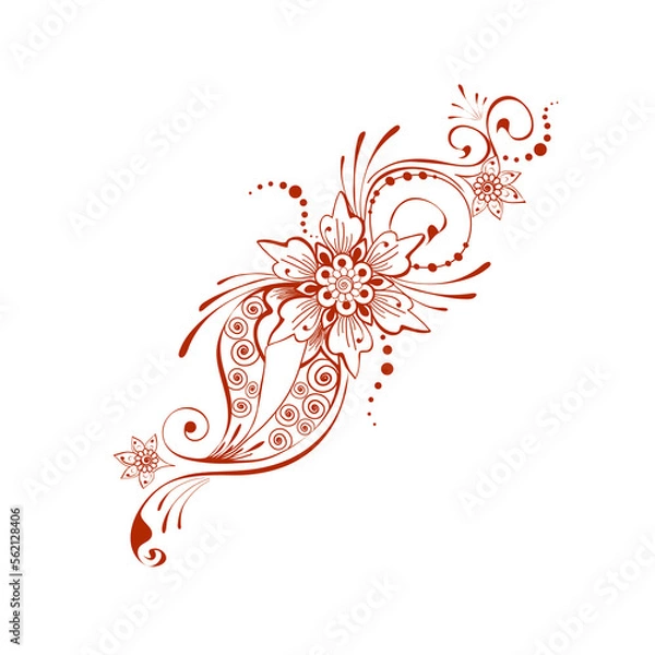 Obraz Mehendi flower with paisley, windings, diagonal design element