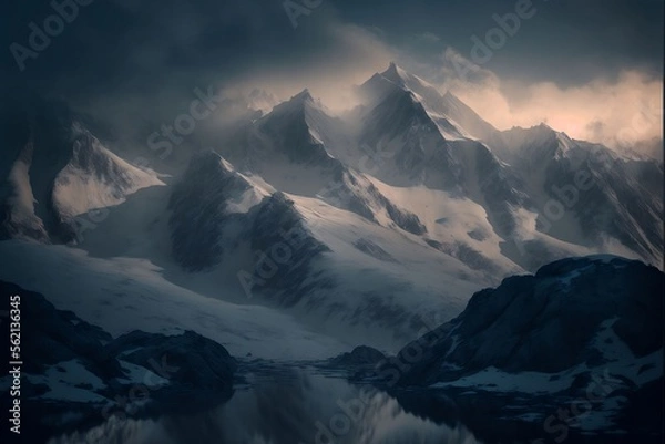 Fototapeta Clouds over high mountains