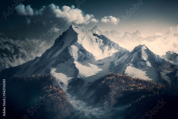 Fototapeta Clouds over high mountains