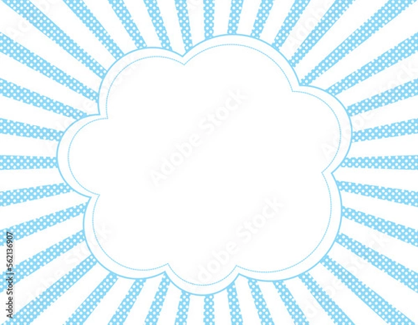 Fototapeta 集中線　雲　吹き出し　余白　スペース　青色　水色　水玉