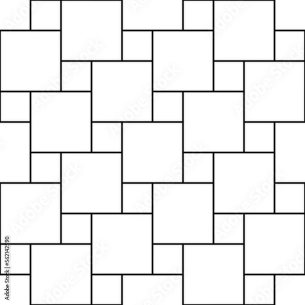 Fototapeta Seamless monochromatic vector graphic consisting of large squares and smaller squares arranged in an interlocking pattern. This is sometimes known as Pythagorean tiling