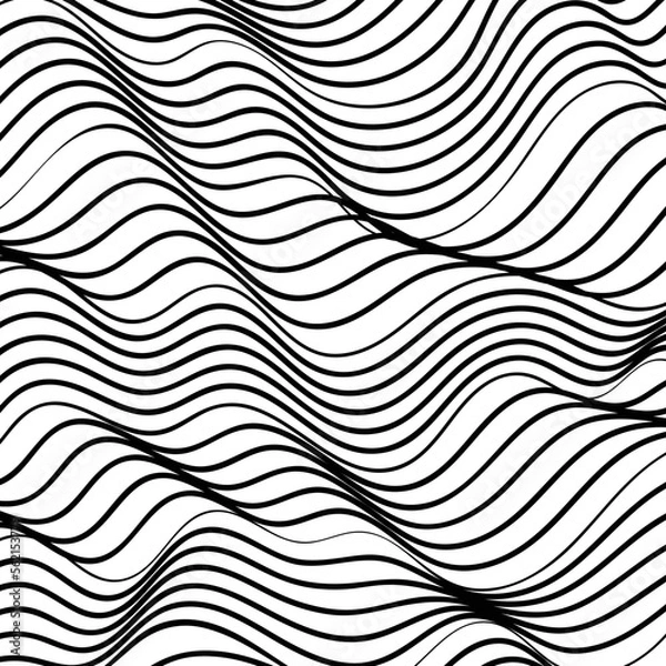 Obraz abstract smooth waves background. black and white wavy stripes background