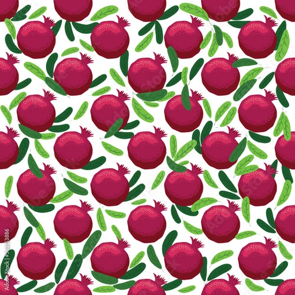 Fototapeta Seamless pattern with pomegranates. Decorative patterns of the pomegranate fruit