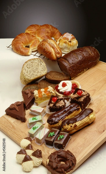 Fototapeta Sweets and breads from bakery