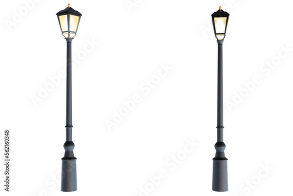 Obraz Antique street lamps on transparent background. 3D Render