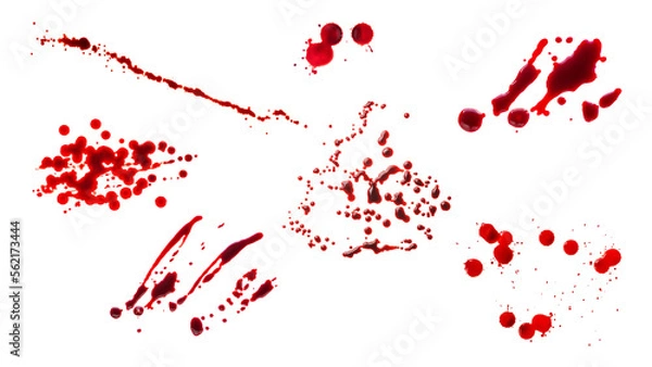 Obraz Long row of dark blood drops. Isolated png with transparency