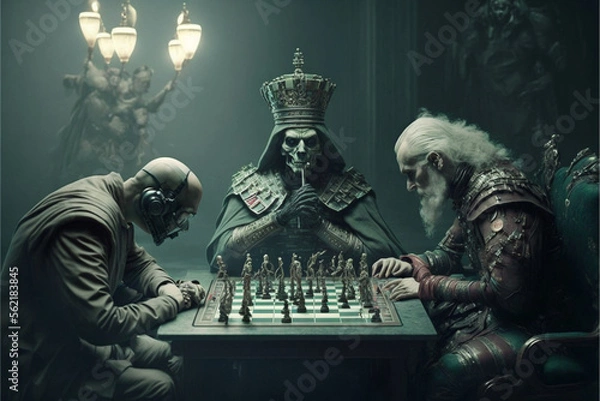 Fototapeta evil warriors chess generative ai
