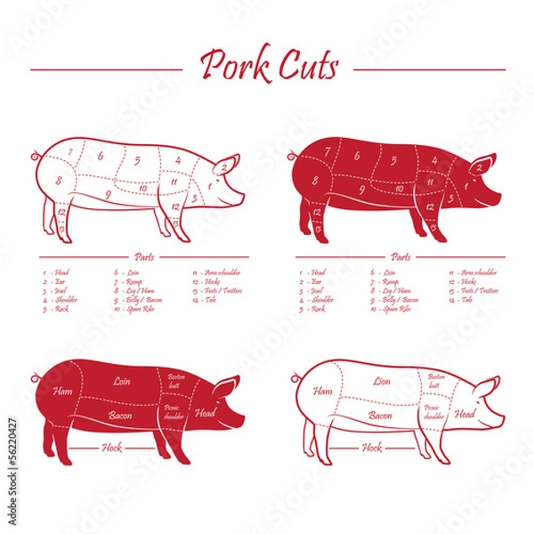 Fototapeta PORK cuts red