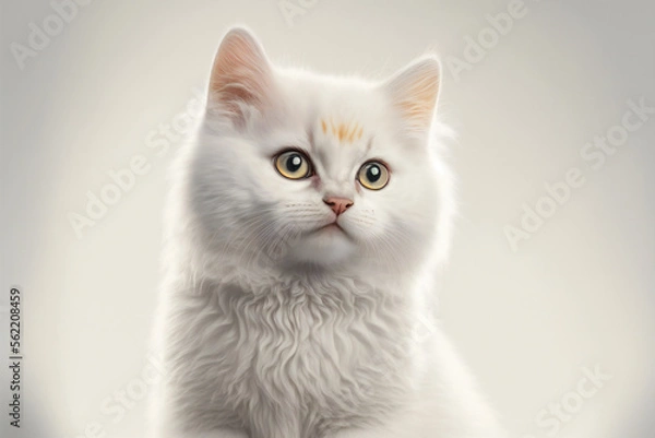Fototapeta Cat illustration - Cute cat - Furry cat - Cat on white background - Cat in studio