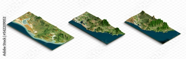 Fototapeta 3d model of Madagascar island, Country in East Africa. Isometric map virtual terrain 3d for infographic