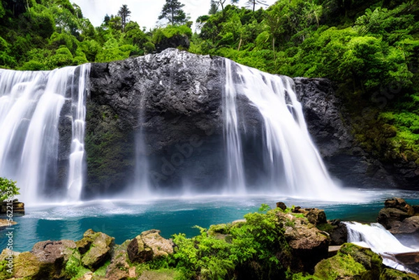 Obraz waterfall in the forest, Generative AI 