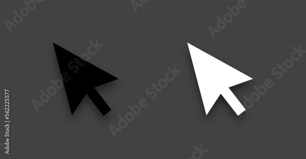 Fototapeta Arrow, Cursor Icons set. Black and white, dark and light mode point, control objects with shadow. (Editable Vector)