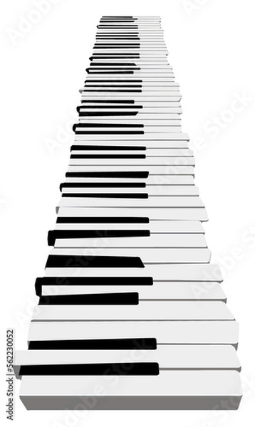 Fototapeta A piano keyboard levitates above a surface in this image.
