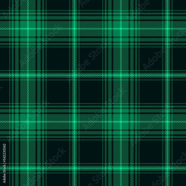 Obraz Classic tartan, plaid pattern with luminous cool green over dark field