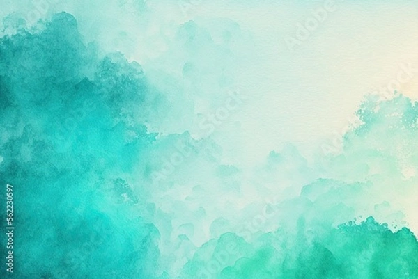 Obraz Light blue-green abstract pattern with a gradient effect. The background has a painted watercolor paper texture, giving it a unique and organic feel. The dominant color is teal scene