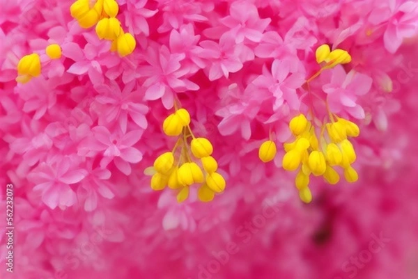 Obraz Pink and yellow flowers. generative AI