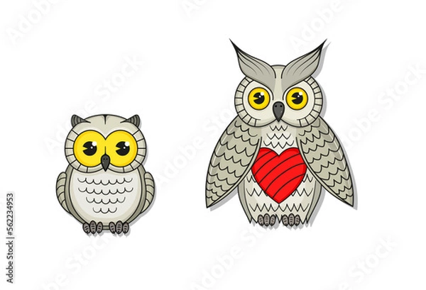 Fototapeta Couple of cute owls birds