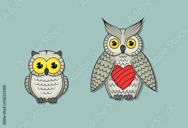 Fototapeta Couple of cute owls birds