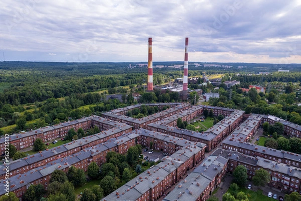 Fototapeta Katowice, Poland. The most characteristic objects in the city in Silesia. Famous buildings, architecture and objects in Katowice in beautiful summer weather.