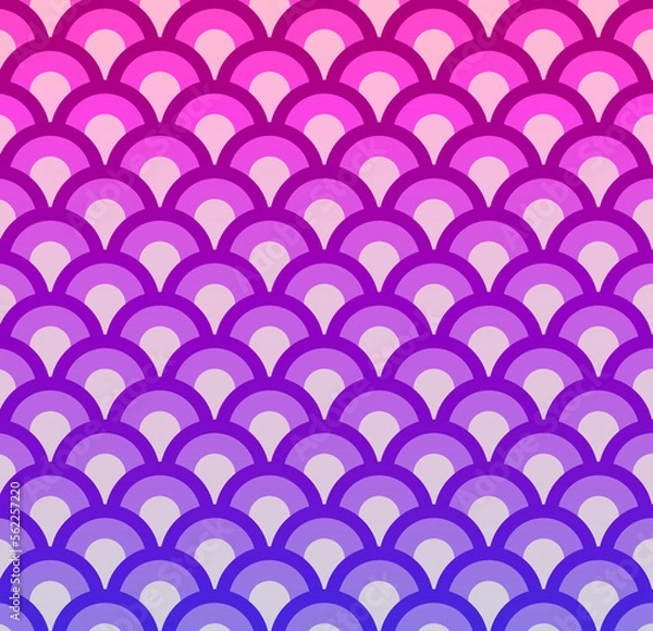 Fototapeta Rainbow overlapping repeating circles background. Japanese style circles pattern. Endless repeated texture. Modern spiral geometric  tiles.	