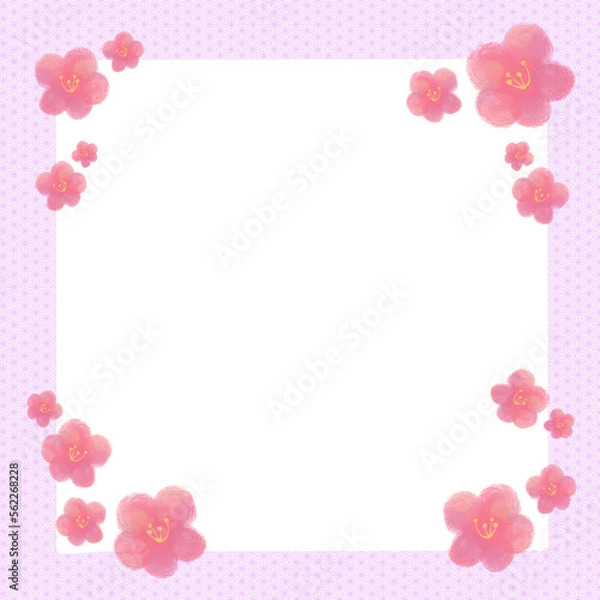 Obraz 梅いっぱい和柄フレーム/紫