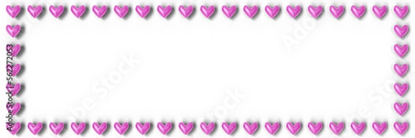 Fototapeta Valentine's Day Background: Frame with cute little colorful hearts  (3D Rendering)