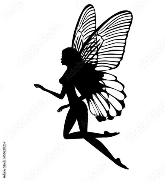 Obraz Silhouette of a fairy isolated on white background
