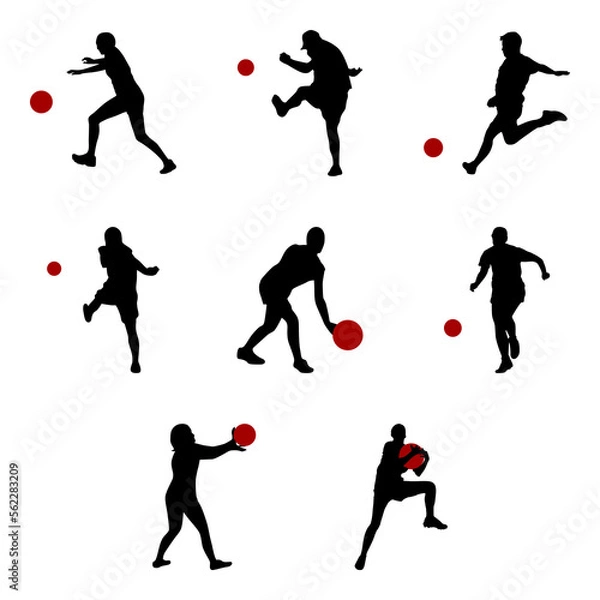 Obraz kickball silhouette set
