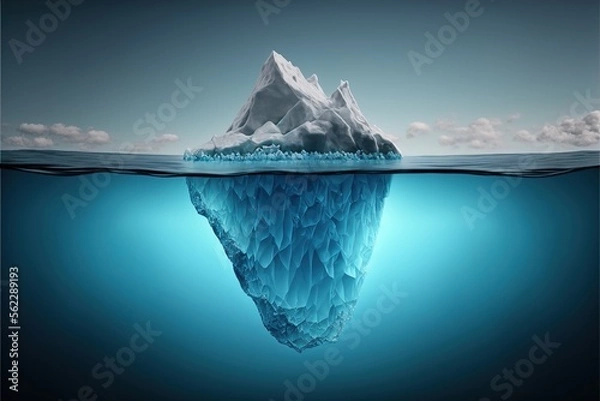 Obraz iceberg in polar regions which shows a big hidden potential beneath the surface created with generative ai