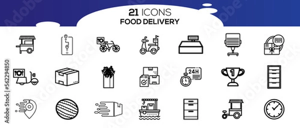 Obraz FOOD DELIVERY ICON SET DESIGN