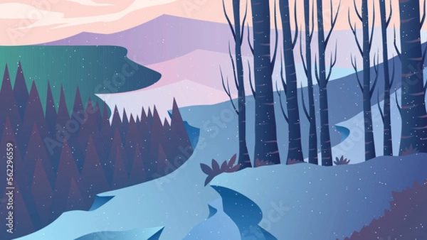 Obraz WINTER FOREST LANDSCAPE