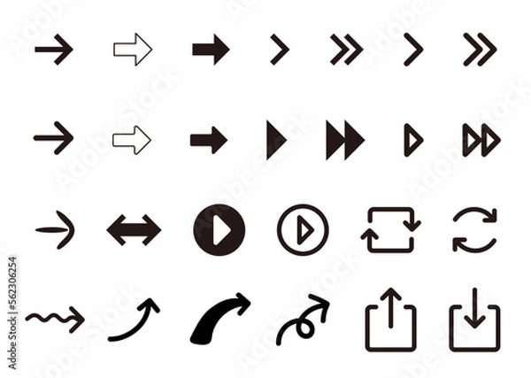 Fototapeta やじるしセット＿シンプル黒白アイコン