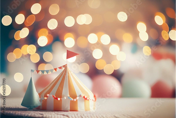Fototapeta Cute circus scene background. generative ai