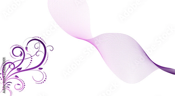 Fototapeta Abstract background with parallel lines and calligraphic pattern. Template for your invitations, backgrounds, postcards, web.