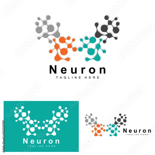 Fototapeta Neuron Logo Design Vector nerve cell illustration Molecular DNA health brand